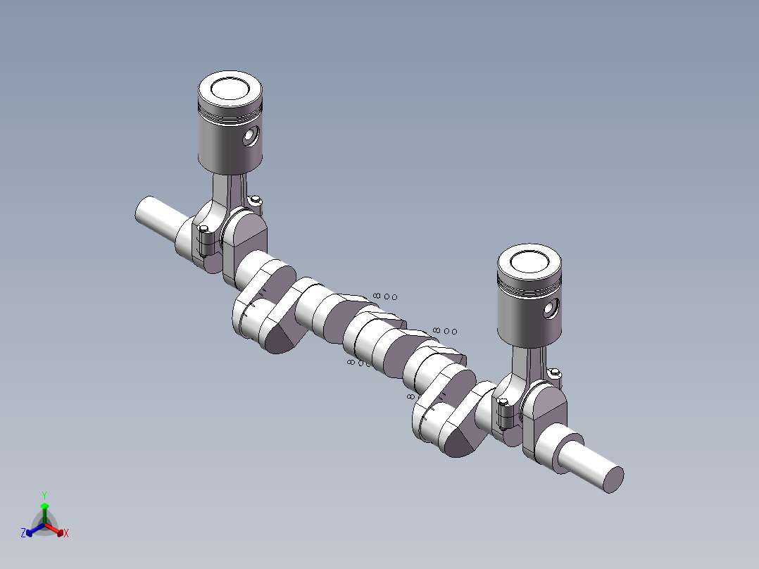 曲轴连杆活塞模型与CAD正等轴测图