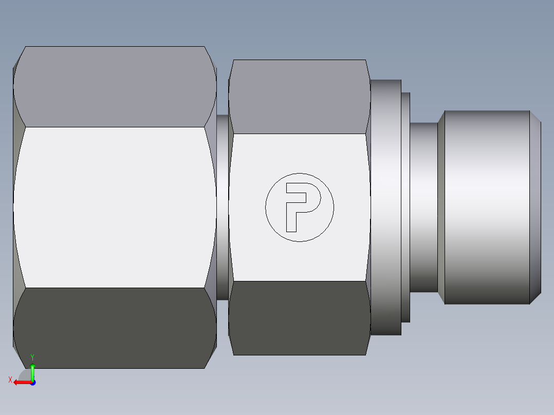 卡套式工业通用硬管接头EO_Swivel_connector_EGE12SREDCF后视图