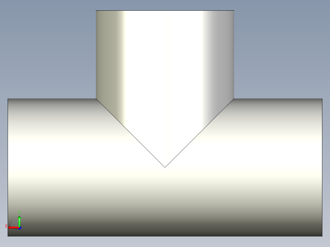 B3004350-等径三通 1英寸后视图