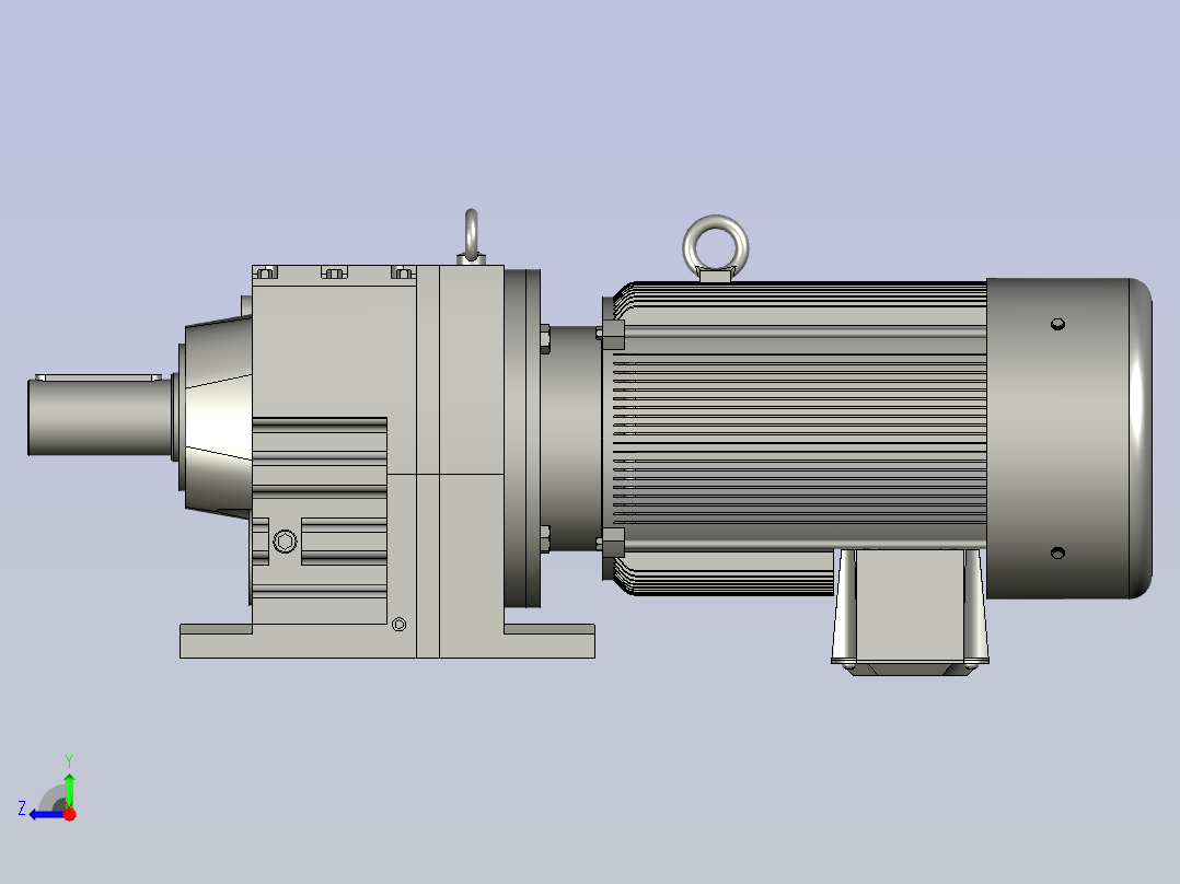 R137底脚轴伸式安装斜齿轮减速机R137-Y22-4P-180L-M1-90右视图