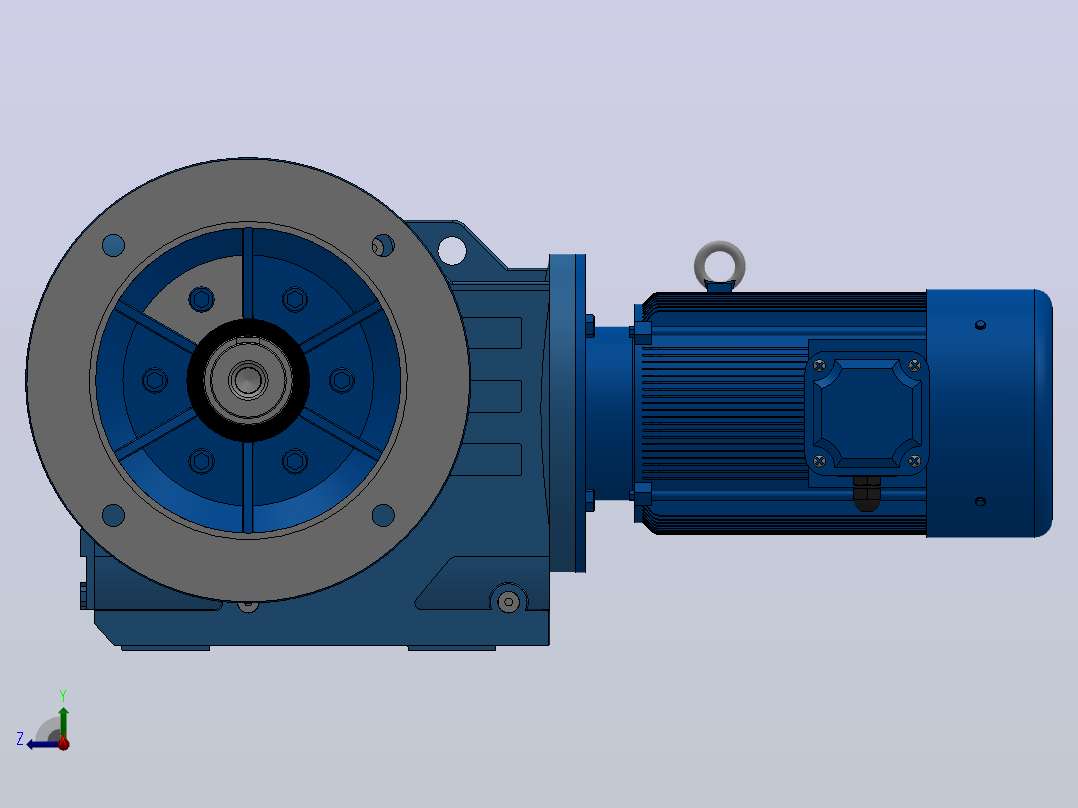 KF87法兰轴伸式安装螺旋锥齿轮减速机KF87-YV1.1-6P-174.99-M1-0°-A右视图