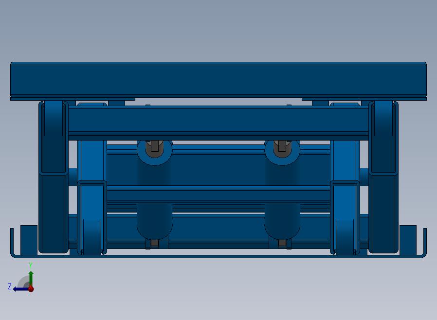 普通四缸液压升降台3D模型图纸 Solidworks设计 附STEP格式右视图