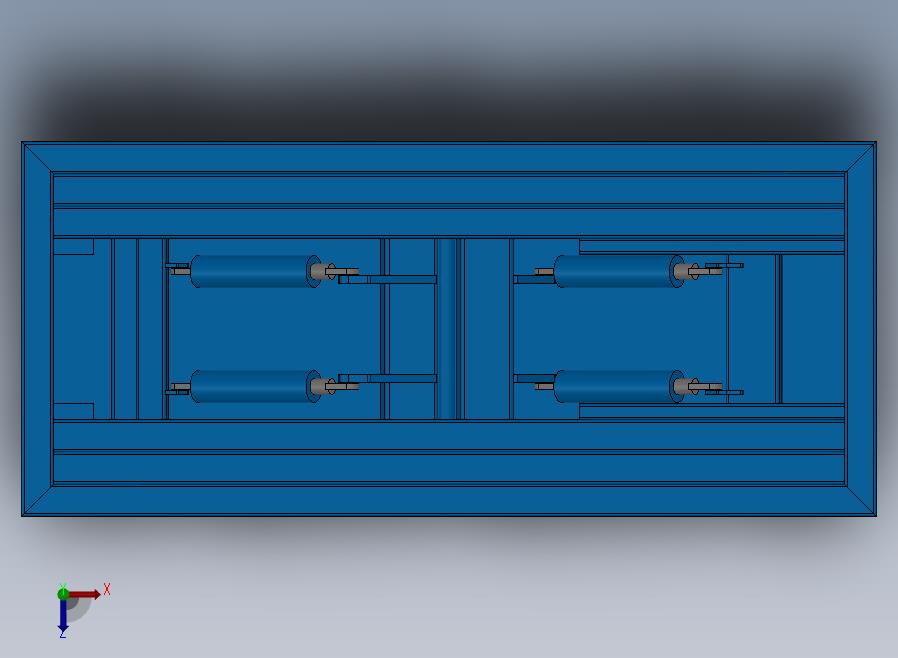 普通四缸液压升降台3D模型图纸 Solidworks设计 附STEP格式俯视图