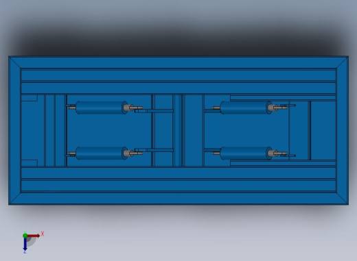 普通四缸液压升降台3D模型图纸 Solidworks设计 附STEP格式俯视缩略图