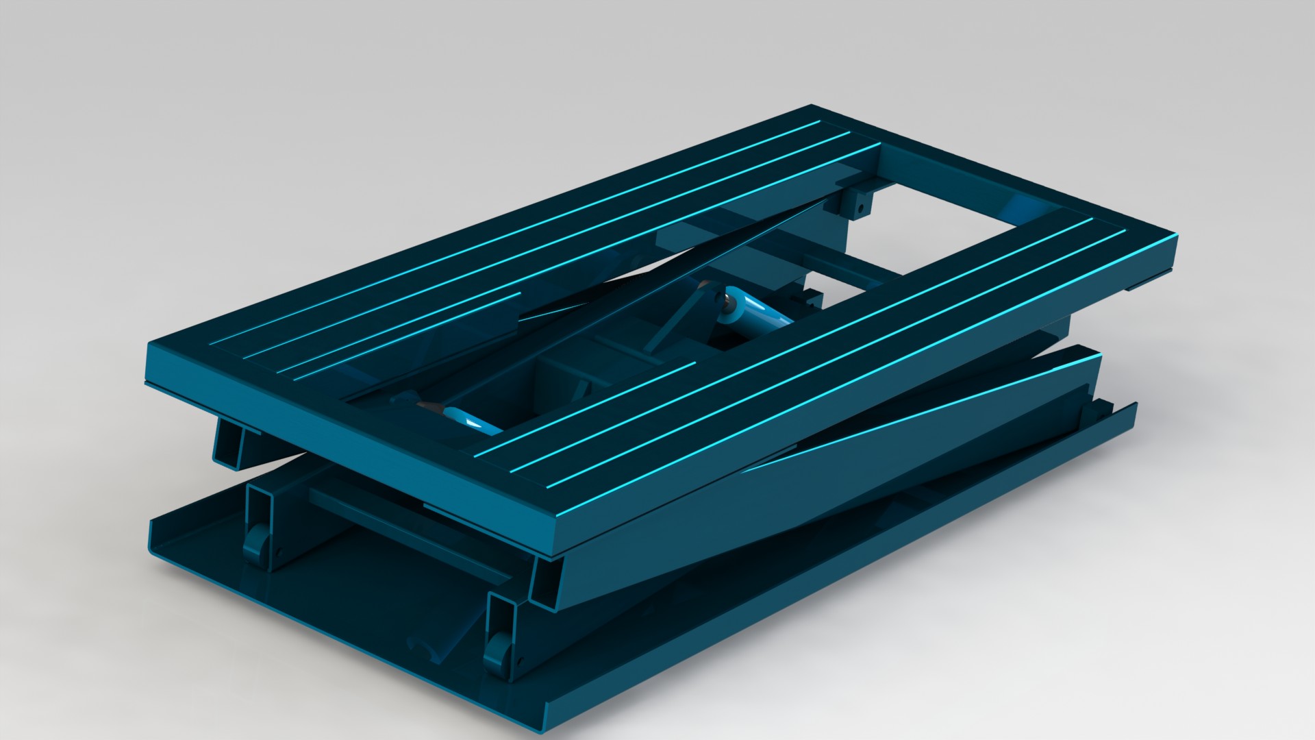 普通四缸液压升降台3D模型图纸 Solidworks设计 附STEP格式