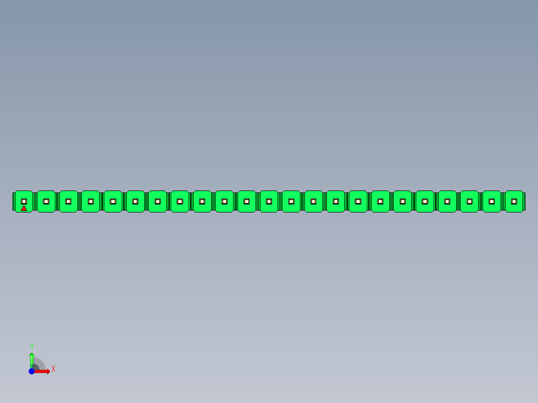 彩色公头100mil（2.54mm）系列-DS1021_green_1x23p_100mil_Type1_rev1.0前视图