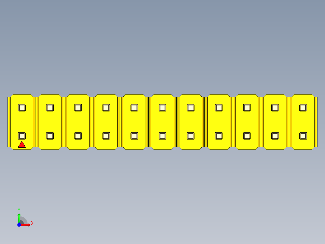 彩色公头100mil（2.54mm）系列-DS1021_yellow_2x11p_100mil_Type5_rev1.0前视图