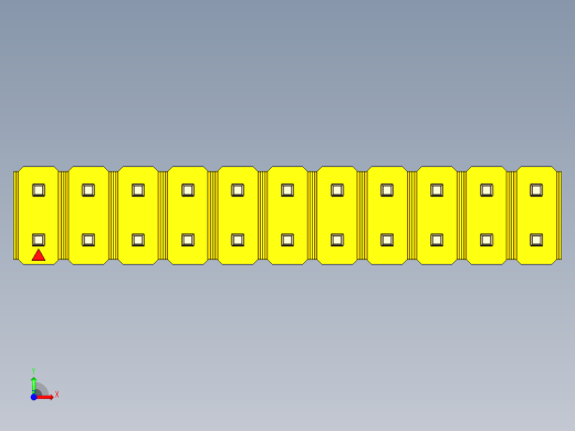 彩色公头100mil（2.54mm）系列-DS1021_yellow_2x11p_100mil_Type5_rev1.0前视缩略图