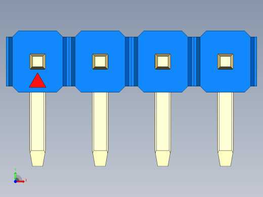 彩色公排针 100mil 2.54mm 系列-DS1022_blue_1x04p_100mil_TypeD_rev1.0前视缩略图