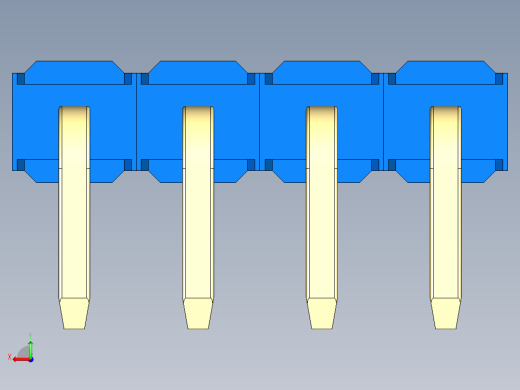 彩色公排针 100mil 2.54mm 系列-DS1022_blue_1x04p_100mil_TypeD_rev1.0后视缩略图