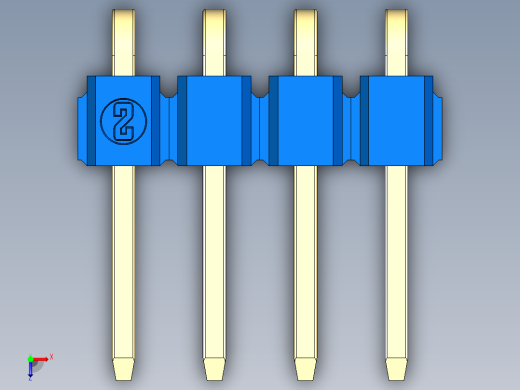 彩色公排针 100mil 2.54mm 系列-DS1022_blue_1x04p_100mil_TypeD_rev1.0俯视缩略图