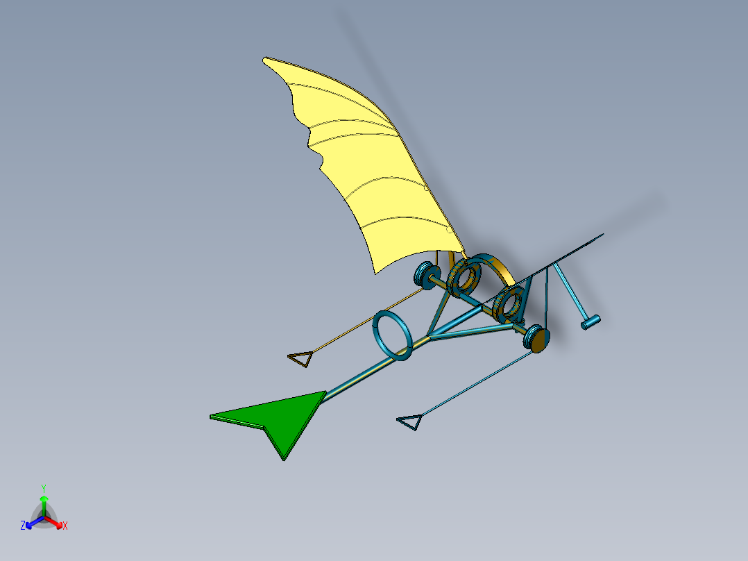 无动力翼装单人飞行器正等轴测图