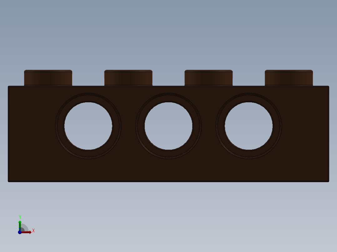 乐高机械组积木（横梁）-4267994 - 3701 Reddish Brown Technic Brick 1 x 4 with Holes前视图