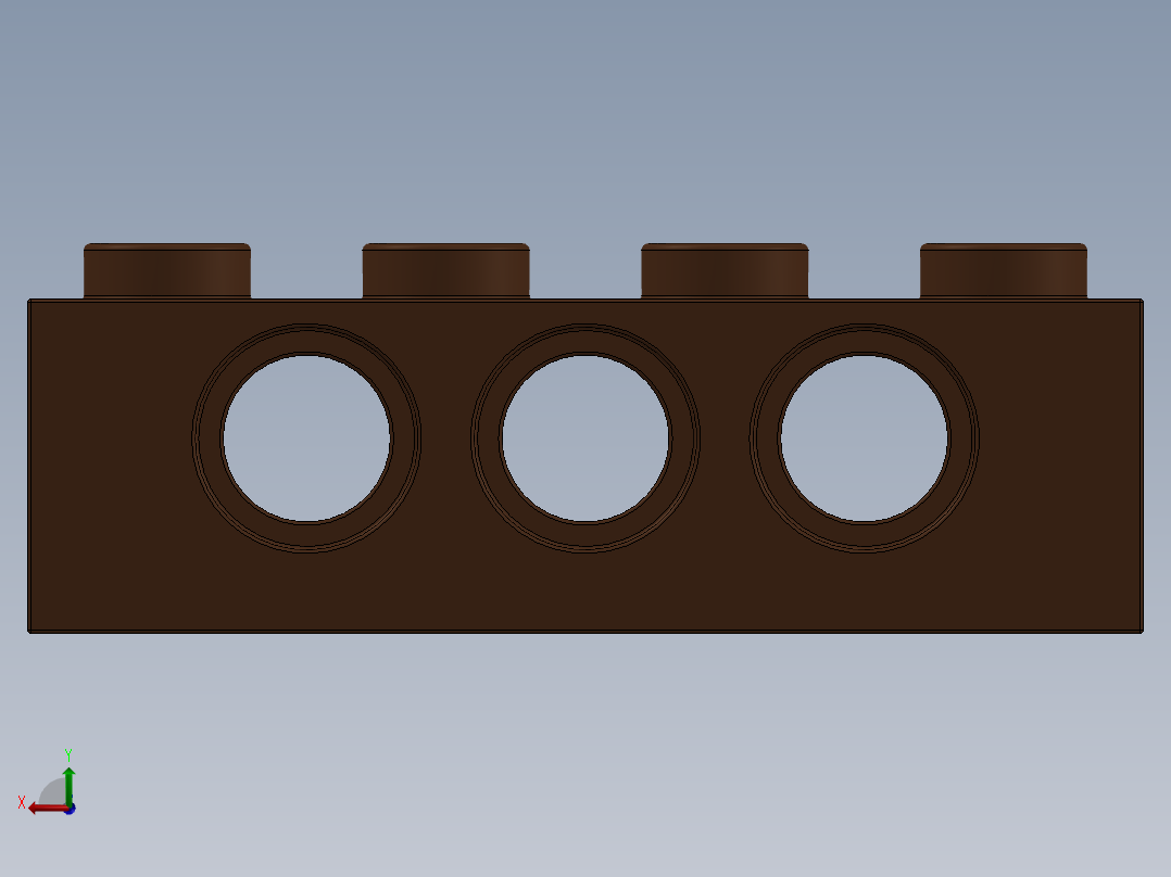 乐高机械组积木（横梁）-4267994 - 3701 Reddish Brown Technic Brick 1 x 4 with Holes后视图