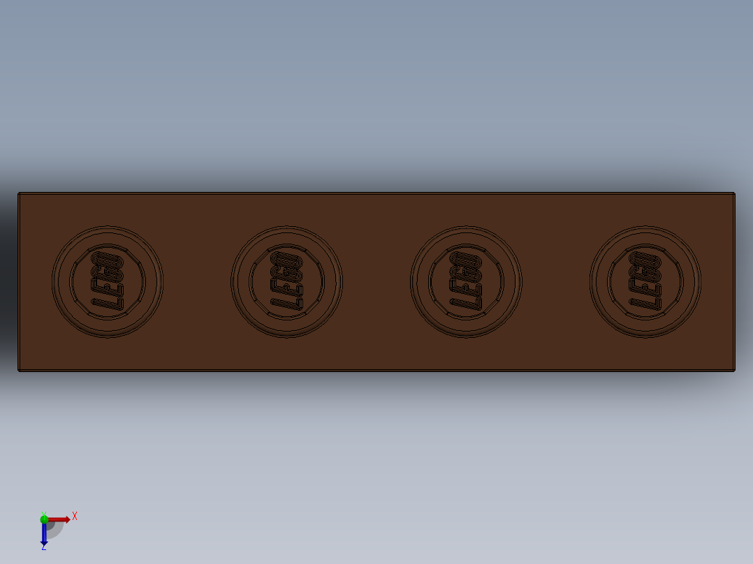 乐高机械组积木（横梁）-4267994 - 3701 Reddish Brown Technic Brick 1 x 4 with Holes俯视图