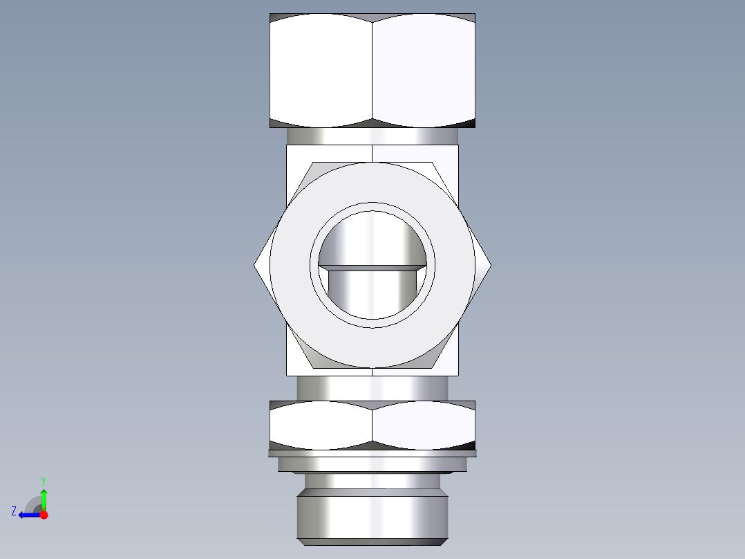 卡套式工业通用硬管接头EO_Adjustable_locknut_run_tee_LEE22LRCF右视图