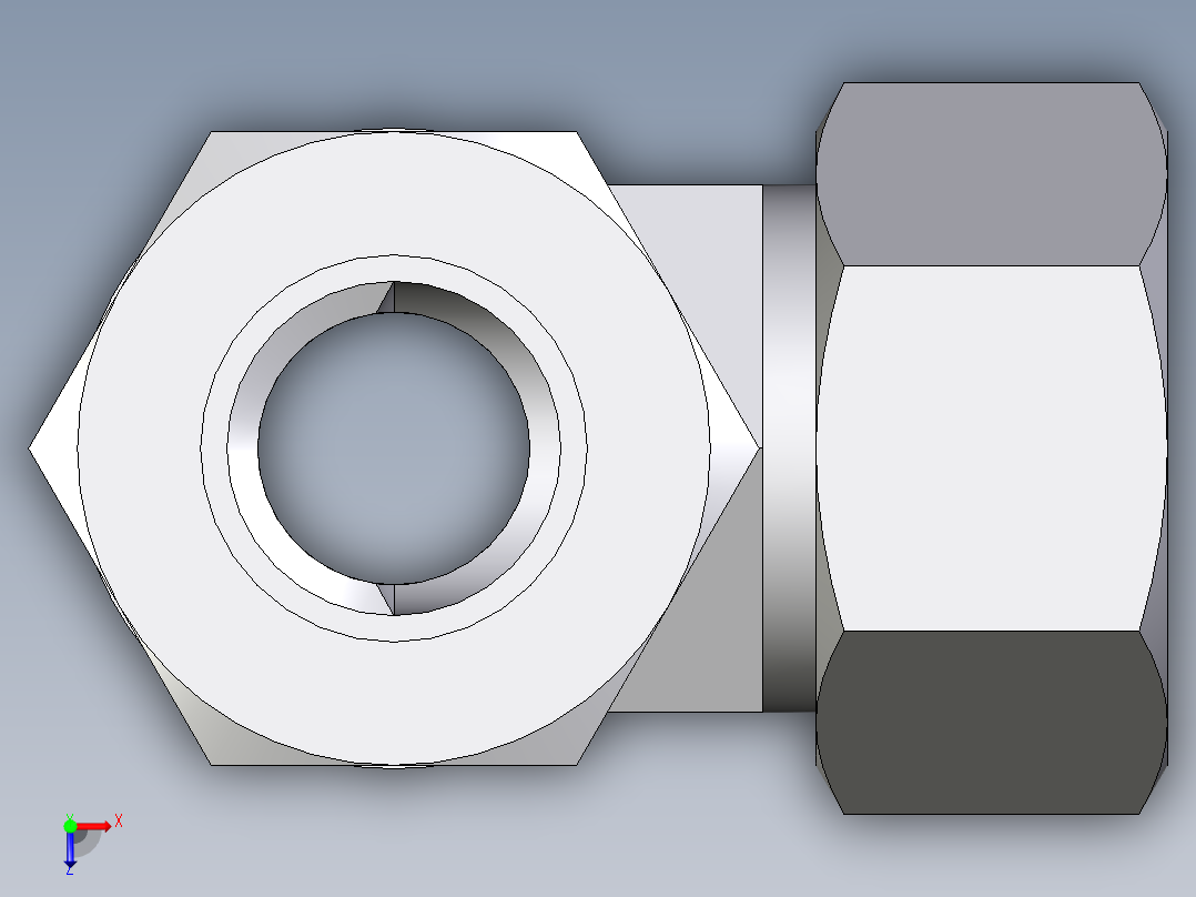 卡套式工业通用硬管接头EO_Adjustable_locknut_run_tee_LEE22LRCF俯视图