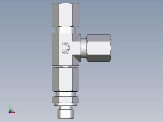 卡套式工业通用硬管接头EO_Assembled_adjustable_standpipe_run_tee_EVL06LR71前视缩略图