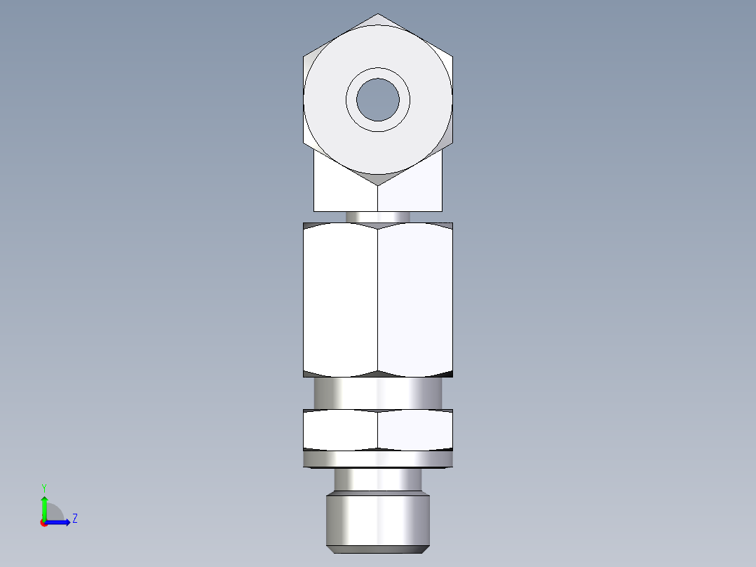 卡套式工业通用硬管接头EO_Assembled_adjustable_standpipe_branch_tee_EVT06LR71左视图