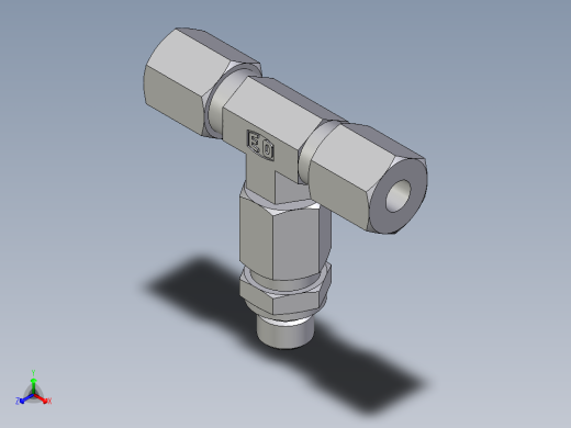 卡套式工业通用硬管接头EO_Assembled_adjustable_standpipe_branch_tee_EVT06LR71正等轴测缩略图