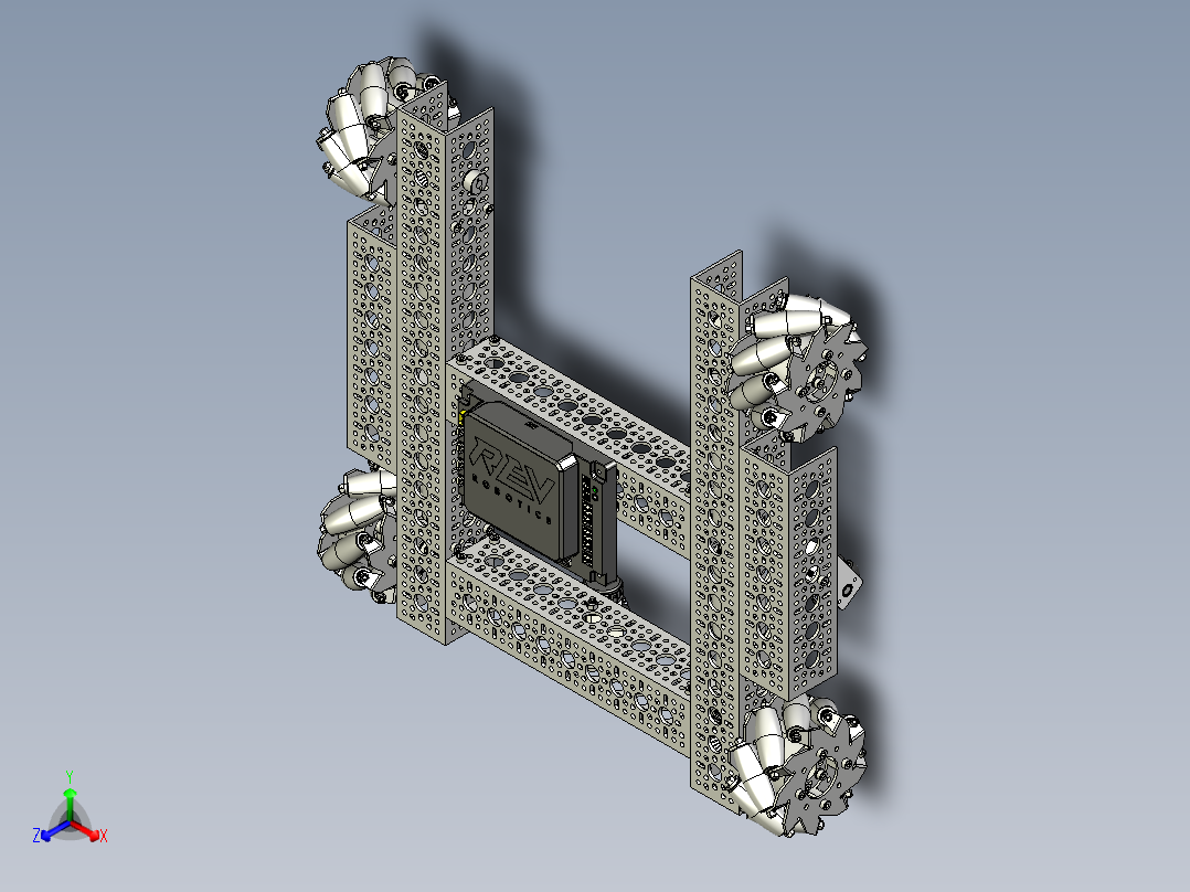 goBILDA Strafer麦克纳姆轮小车底盘模型正等轴测图