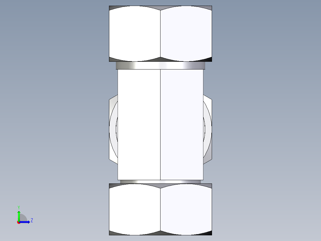 卡套式工业通用硬管接头EO_Swivel_nut_run_tee_EL38ZSCF左视图