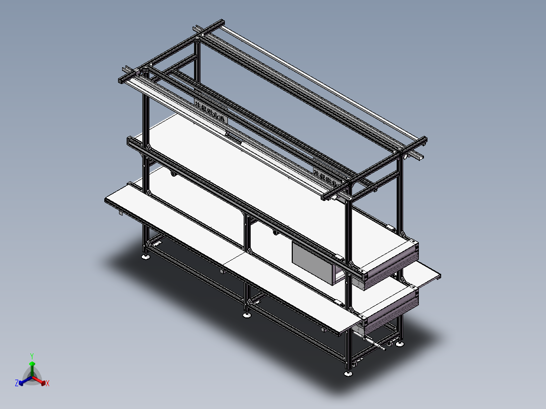 3M双层皮带线 3D图纸非标自动化机械三维正等轴测图