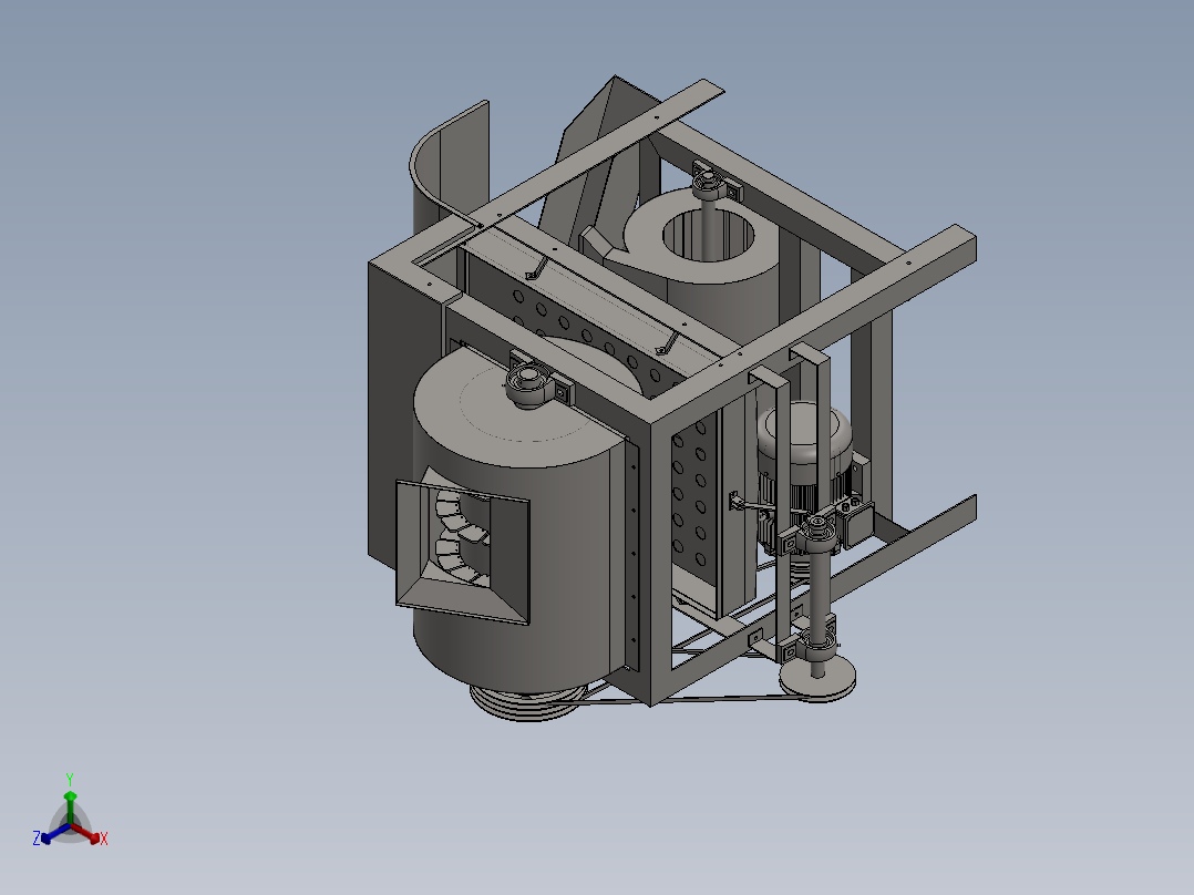 板栗脱蓬脱壳机正等轴测图