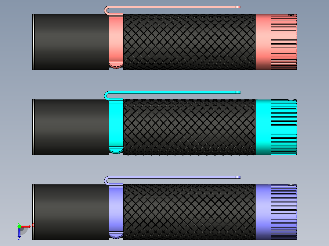 手持小直手电筒设计俯视图