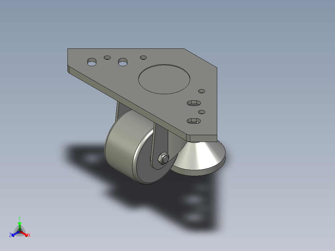 XH三角形脚轮底板CGP51-D65-NES主视图