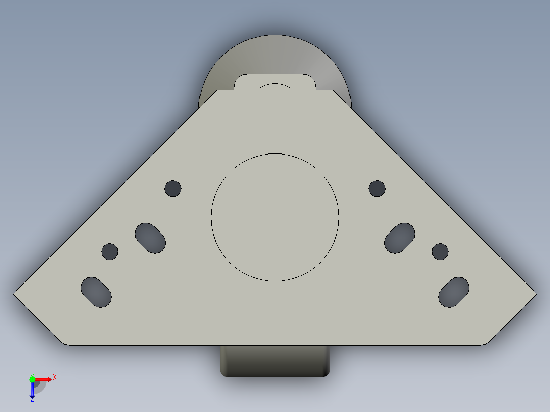 XH三角形脚轮底板CGP51-D65-NES俯视图