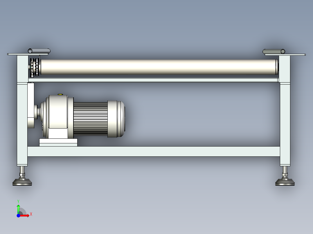 W1300X L2000X H700动力辊道输送机前视图
