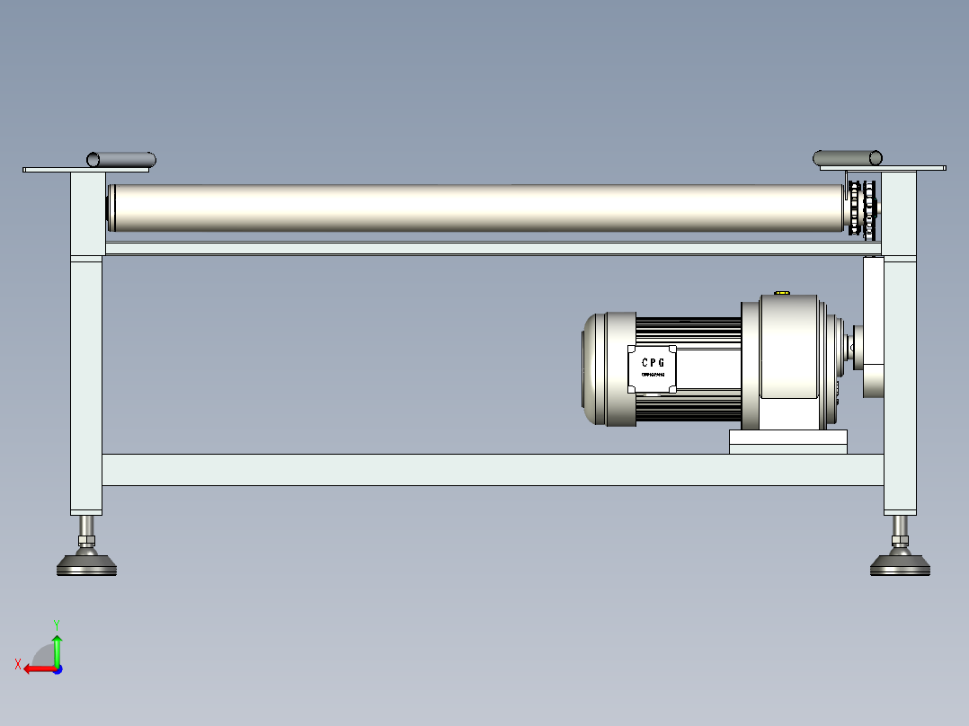 W1300X L2000X H700动力辊道输送机后视图