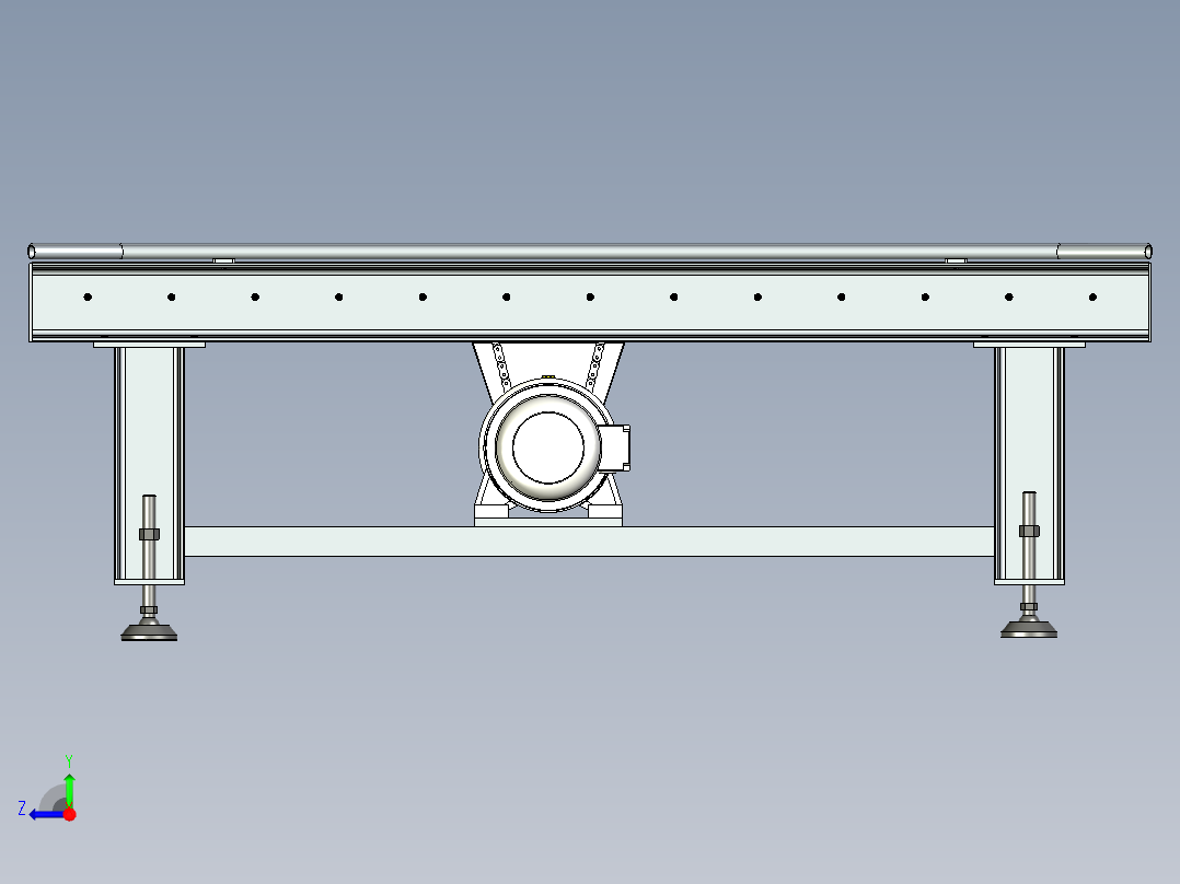 W1300X L2000X H700动力辊道输送机右视图
