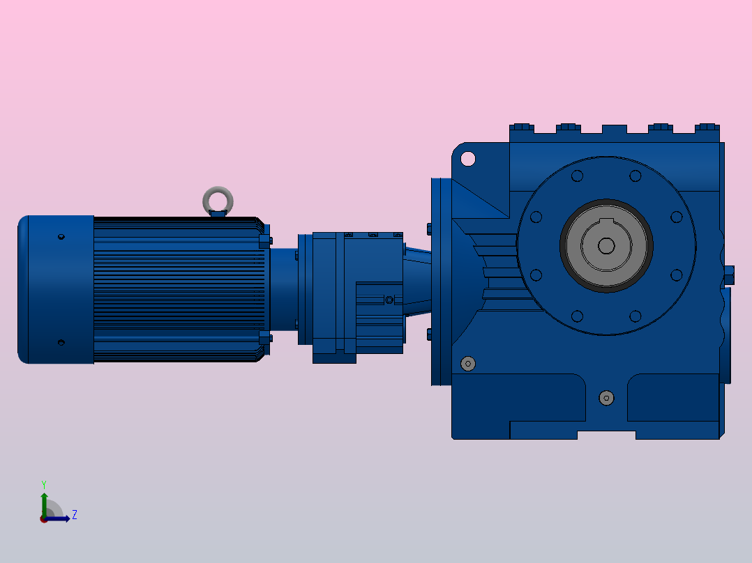 SA97R57组合式斜齿-蜗轮蜗杆减速机SA97R57-YV2.2-4P-287-M1-0°-B左视图