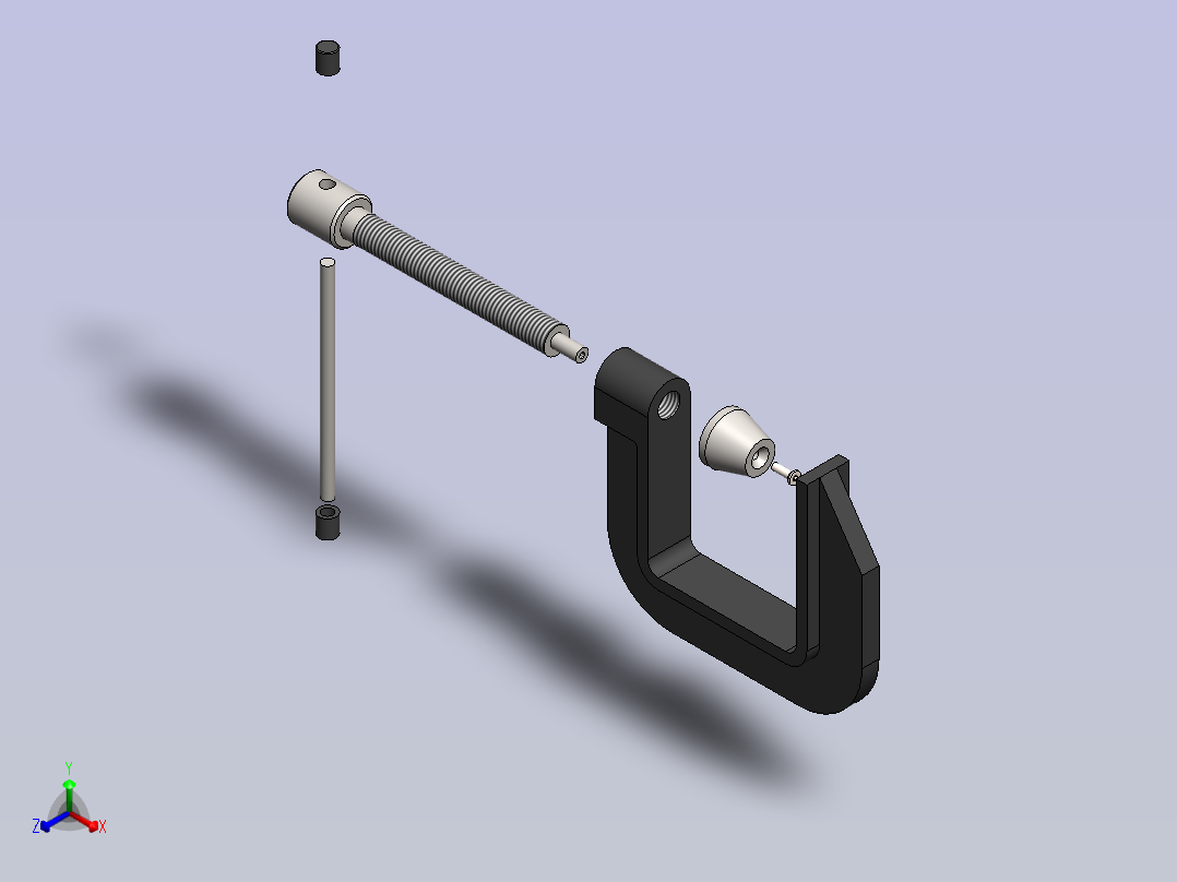 完整的C夹具装配正等轴测图