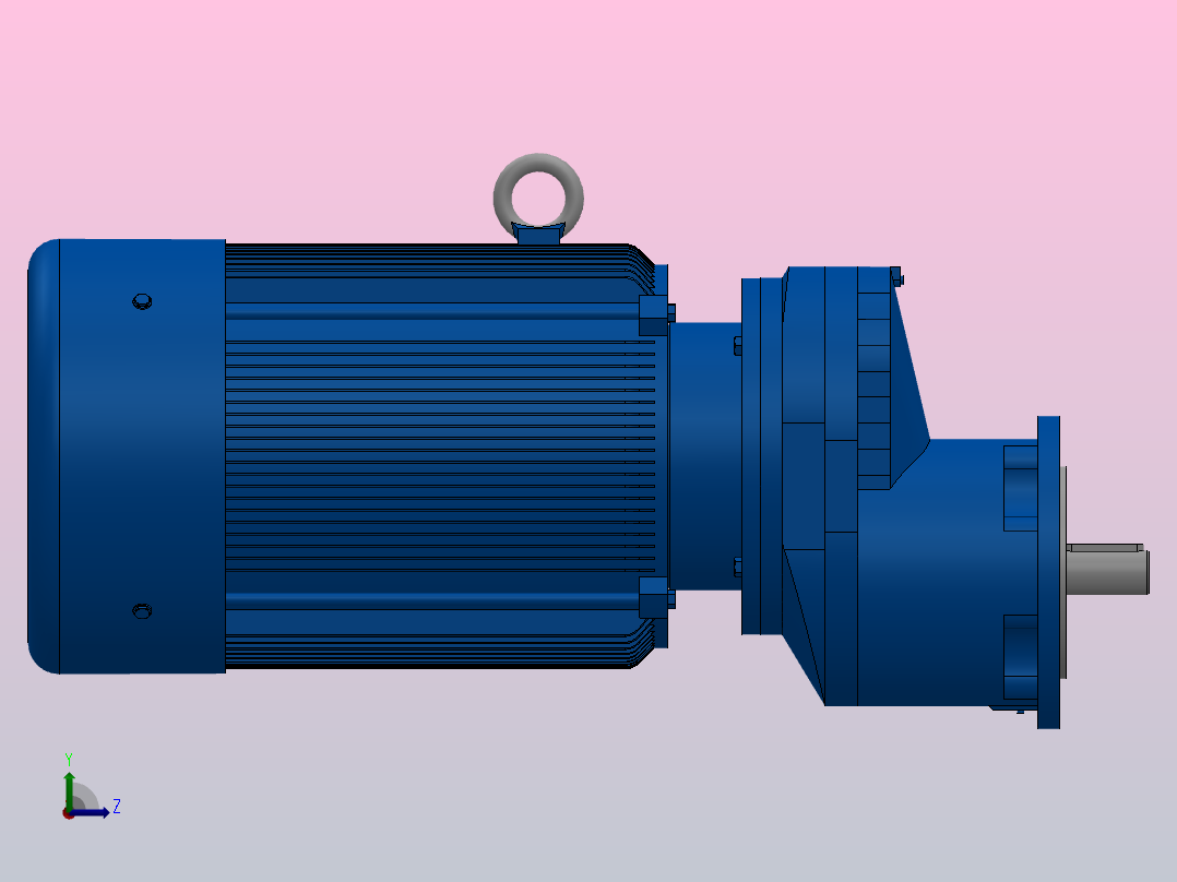 RXF57法兰轴伸式安装斜齿轮减速机RX57-Y1.5-4P-90L-M1-0°-Φ140左视图