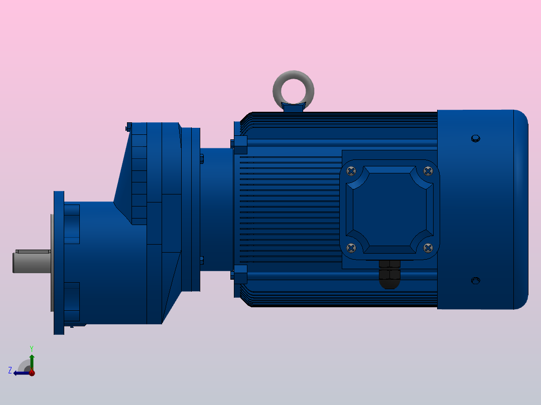 RXF57法兰轴伸式安装斜齿轮减速机RX57-Y1.5-4P-90L-M1-0°-Φ140右视图