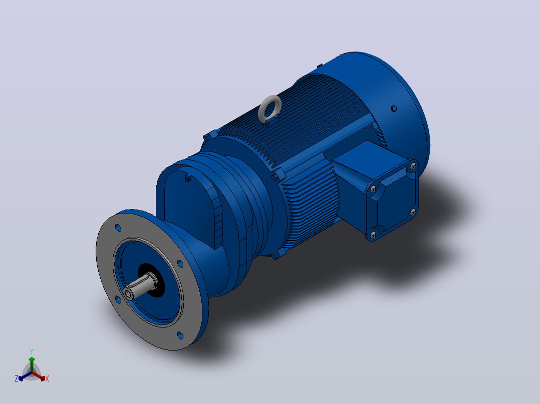 RXF57法兰轴伸式安装斜齿轮减速机RX57-Y1.5-4P-90L-M1-0°-Φ200主视图