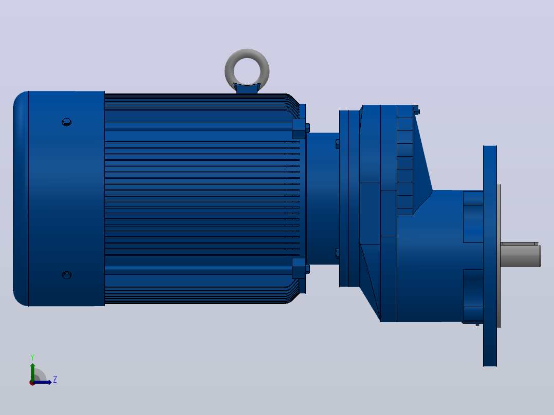 RXF57法兰轴伸式安装斜齿轮减速机RX57-Y1.5-4P-90L-M1-0°-Φ200左视图