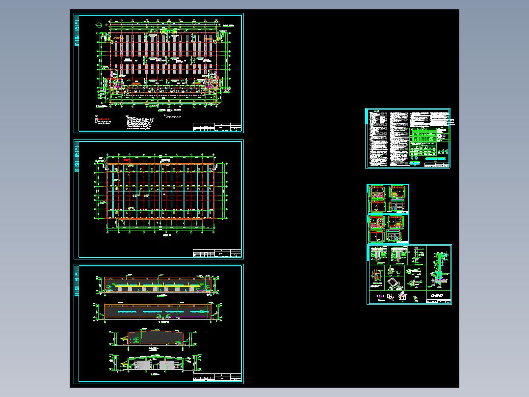 门式钢架结构物流园丙类仓库建筑施工CAD图纸