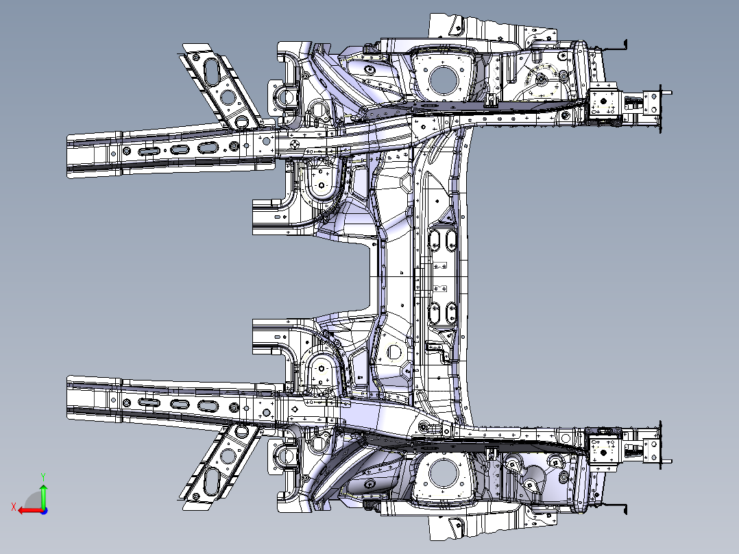 一款白车身骨架设计数模（CATIA V5R20）后视图