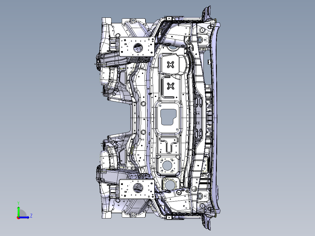 一款白车身骨架设计数模（CATIA V5R20）左视图