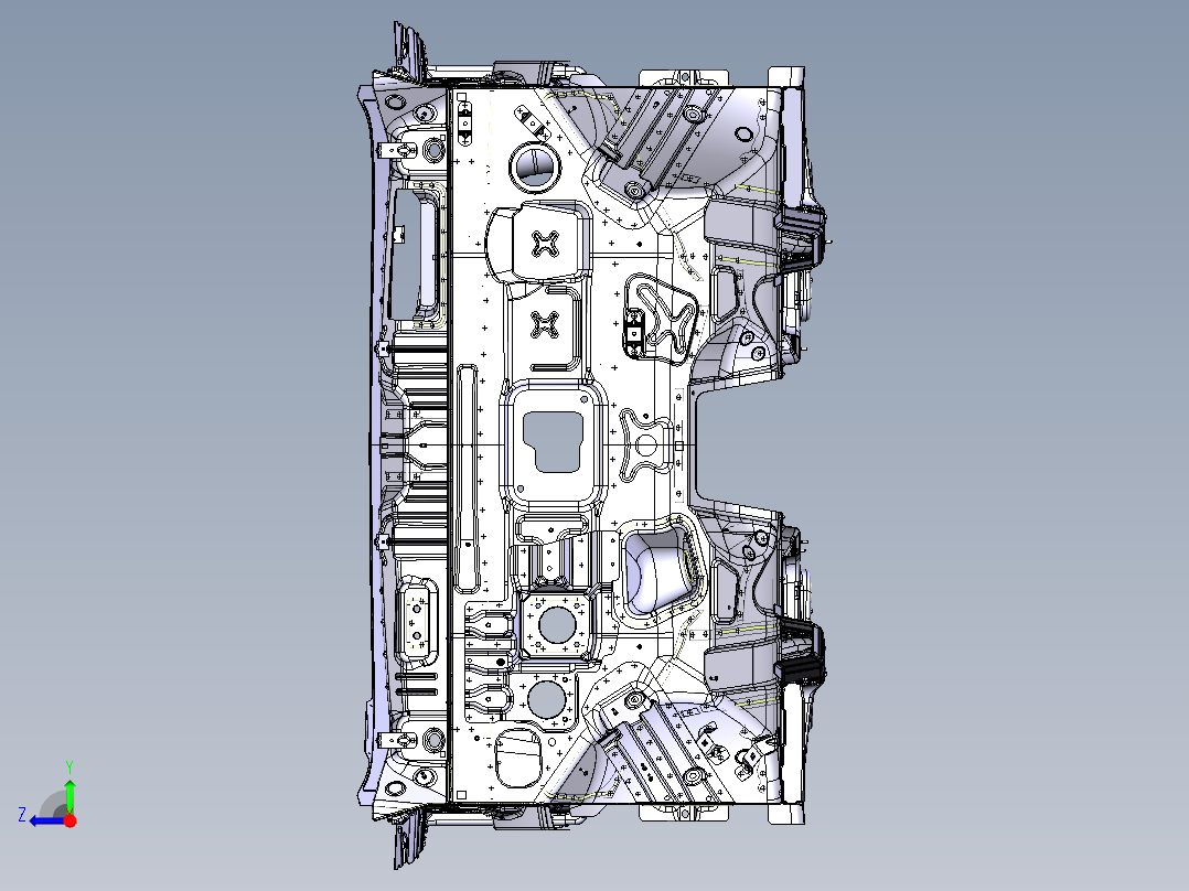 一款白车身骨架设计数模（CATIA V5R20）右视图