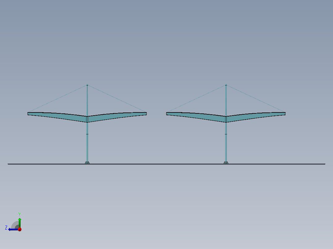 2款室外雨棚3d图纸 户外停车遮阳棚SW设计图 雨棚、遮阳棚3d模型右视图