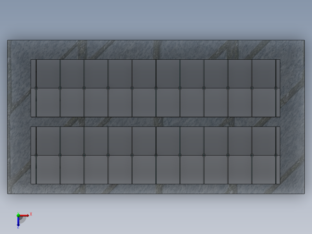 2款室外雨棚3d图纸 户外停车遮阳棚SW设计图 雨棚、遮阳棚3d模型俯视图