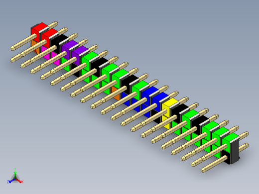彩色公头100mil（2.54mm）系列-DS1021-RaspberryPi-2x20pin-colored-REV1.0正等轴测缩略图