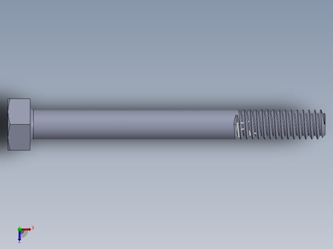 UNC 六角螺栓-Hex Bolt 0.250-20 x 2.500.SLDPRT俯视图