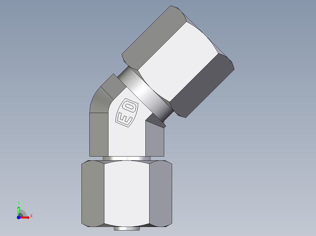 卡套式工业通用硬管接头EO_Swivel_nut_45_deg_elbow_EV06ZSCF前视图
