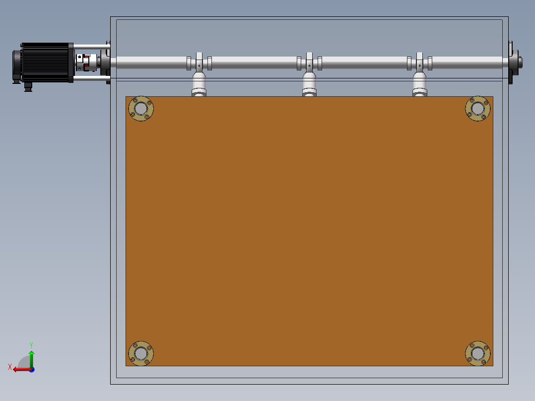 连杆压板机构3d图纸 曲柄滑块机构 封闭式压板往复运动机构3d模型后视图